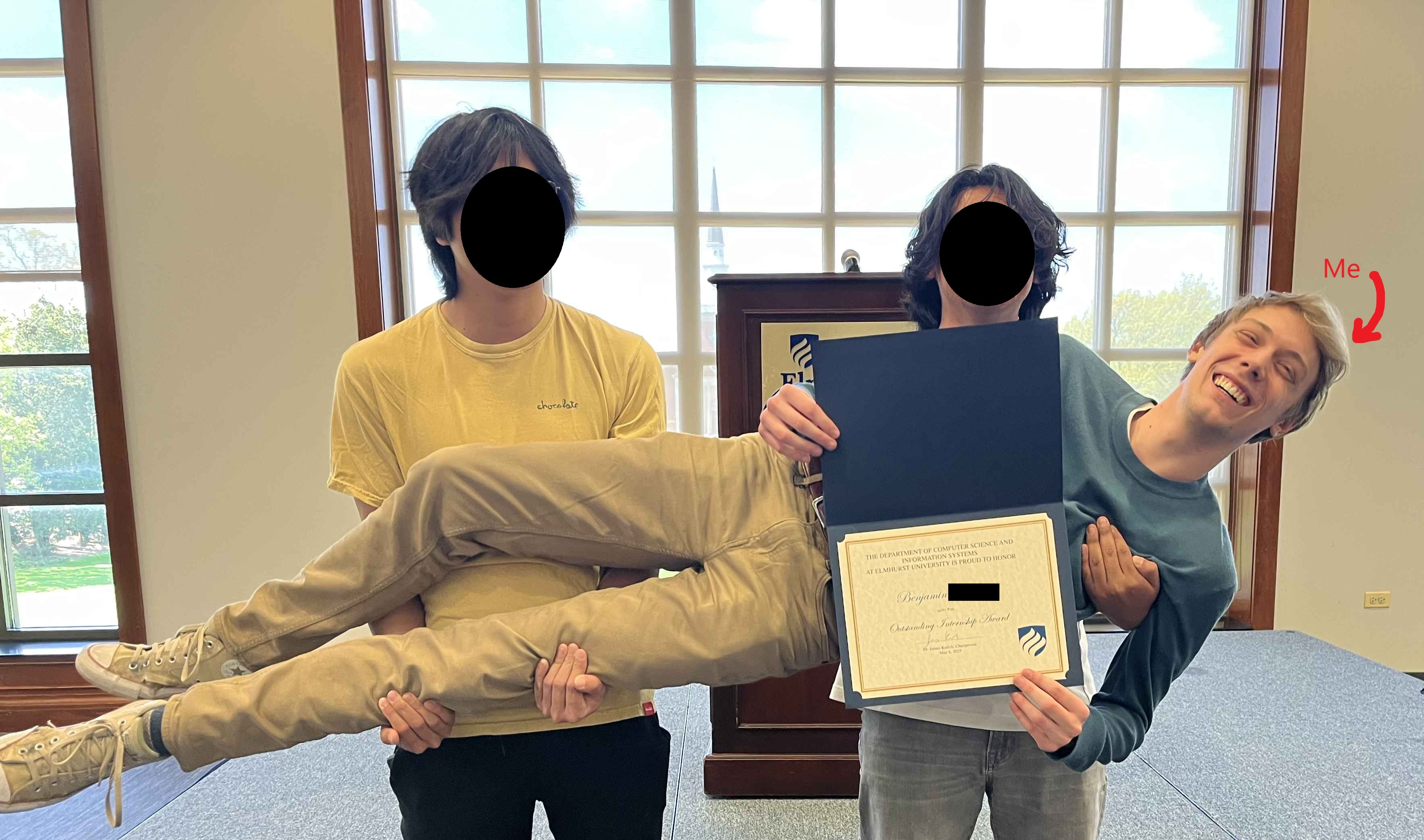 Receiving my award from Elmhurst University.